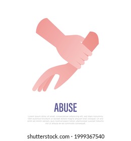 Victim Of Violence. Man Hand Grabs The Woman By The Wrist. Abuser. Aggressive Behavior. Gradient Icon. Vector Illustration.