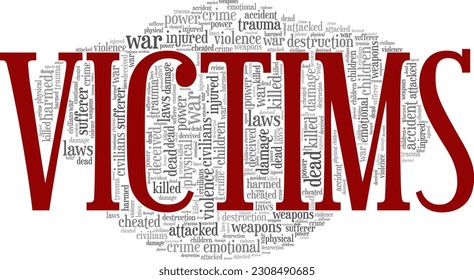 Victim word cloud conceptual design isolated on white background.