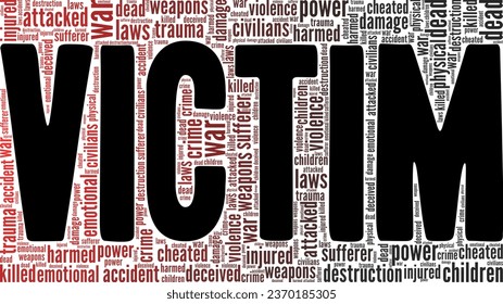 Victim word cloud conceptual design isolated on white background.