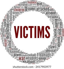 Victim word cloud conceptual design isolated on white background.