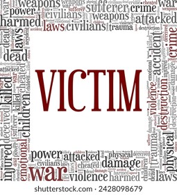 Victim word cloud conceptual design isolated on white background.