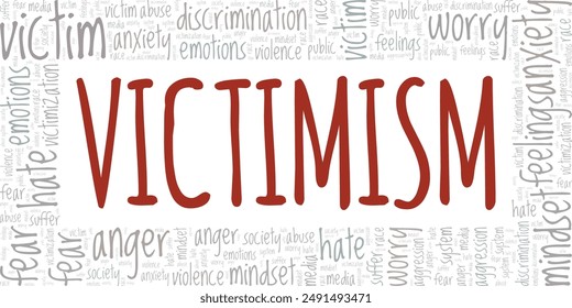 Victimism word cloud conceptual design isolated on white background.