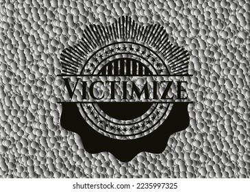 Victimiza la insignia negra con fondo de burbujas. Ilustración vectorial. Detallado. 