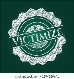 Victimize chalkboard emblem on black board. Vector Illustration. Detailed.