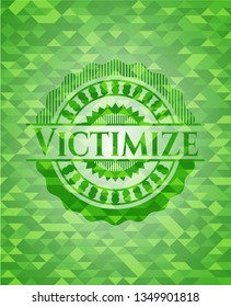 Victimize green emblem. Mosaic background