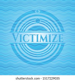 Victimize light blue water wave badge background. Vector Illustration. Detailed.