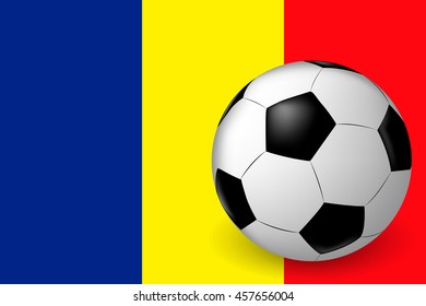 Victor ball on background of the flag of Romania
