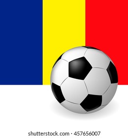 Victor ball on background of the flag of Romania