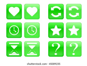 Victor collection of images for green buttons or icons, including selected and nonselected (by mouse for example) versions