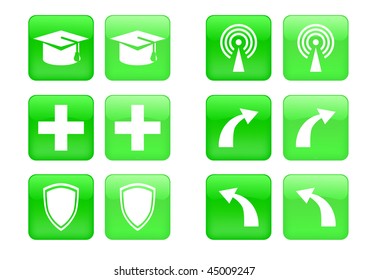 Victor collection of images for green buttons or icons, including selected and nonselected (by mouse for example) versions
