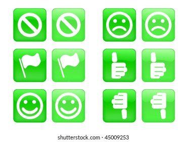 Victor collection of images for green buttons or icons, including selected and nonselected (by mouse for example) versions