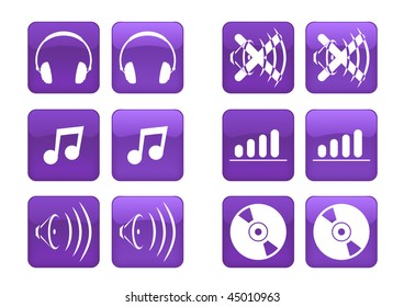 Victor collection of images for purple buttons or icons, including selected and nonselected (by mouse for example) versions