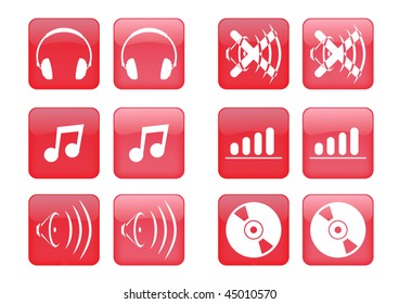 Victor collection of images for red buttons or icons, including selected and nonselected (by mouse for example) versions