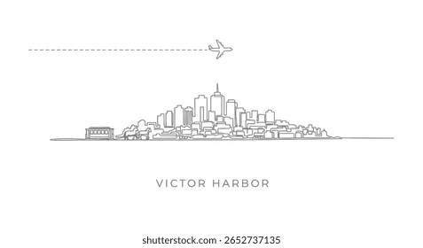 Victor Harbor Skyline Avião sobrevoando.