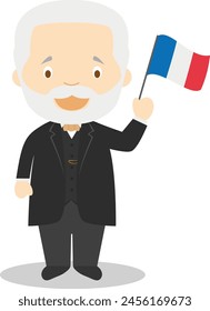 Victor Hugo cartoon character. Vector Illustration. Kids History Collection.