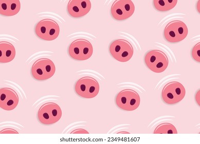 victor illustration of cute pig nose seamless background