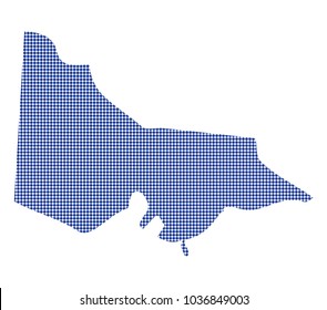 A Victoria Australia dot map in blue isolated on a white background