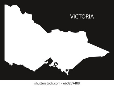 Victoria Australia map black inverted silhouette illustration