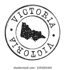 Victoria Australia Map Postmark. Silhouette Postal Passport. Stamp Round Vector Icon. Vintage Postage Design.