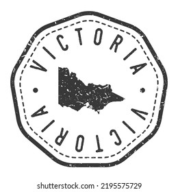 Victoria, Australia Map Stamp Retro Postmark. Silhouette Postal Passport. Seal Round Vector Icon. Badge Vintage Postage Design.