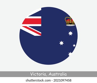 Victoria Australia Round Circle Flag. Vic Australian State Circular Button Banner Icon. Der Garten-Staat EPS-Vektorgrafik