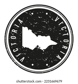 Victoria, Australia Silhouette Postal Passport. Stamp Round Vector Icon Map. Design Travel Postmark. 