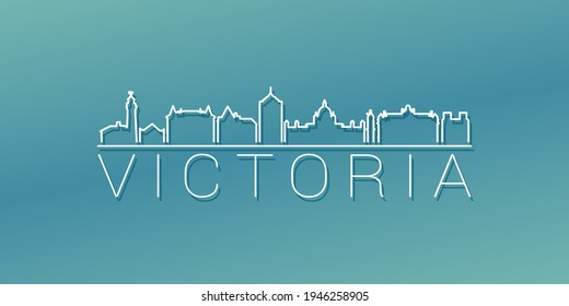 Victoria, BC, Canada Skyline Linear Design. Flat City Illustration Minimal Clip Art. Background Gradient Travel Vector Icon.