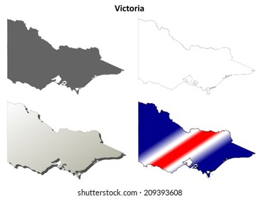 Victoria blank detailed outline map set - vector version