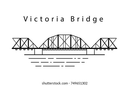 Victoria Bridge in Canada. Vector in the line.