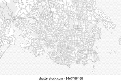 Victoria, British Columbia, Canada, bright outlined vector map with bigger and minor roads and steets created for infographic backgrounds.