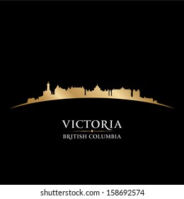 Victoria British Columbia Canada city skyline silhouette. Vector illustration