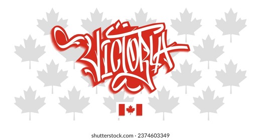 Victoria British Columbia Canada Graffiti Tag Vector Design On White Background Eps 10