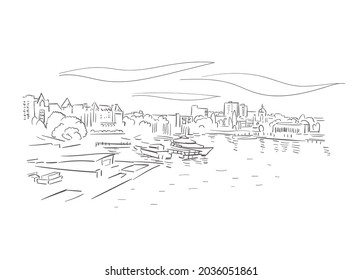 Victoria British Columbia Canada vector sketch city illustration line art