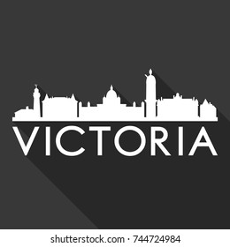 Victoria Canada Flat Icon Skyline Silhouette Design City Vector Art Famous Buildings.