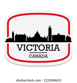 Victoria Canada Label Stamp Icon Skyline City Design Tourism Silhouette Logo.