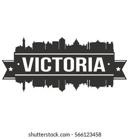 Victoria Canada Skyline Stamp Silhouette City Vector Design.