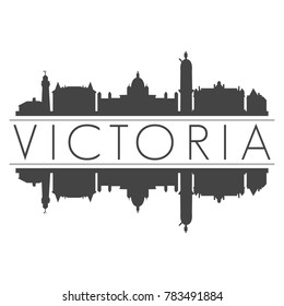 Victoria Canada Skyline Vector Art Mirror Silhouette Emblematic Buildings 