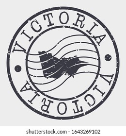 Victoria Canada Stamp Postal. A Map Silhouette Seal. Passport Round Design. Vector Icon Design Retro Travel.