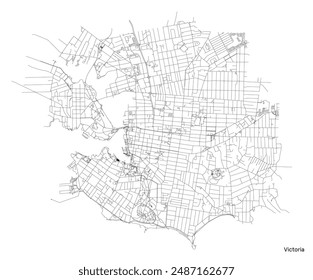 Stadtplan von Victoria mit Straßen und Straßen, Kanada. Gliederungsanzeige der Vektorgrafik.