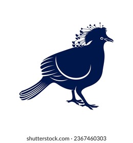 Victoria crowned pigeon design vector illustration. Victoria crowned pigeon Silhouette. Bird design template.