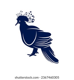 Victoria crowned pigeon design vector illustration. Victoria crowned pigeon Silhouette. Bird design template.