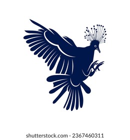 Victoria crowned pigeon design vector illustration. Victoria crowned pigeon Silhouette. Bird design template.