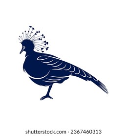 Victoria crowned pigeon design vector illustration. Victoria crowned pigeon Silhouette. Bird design template.