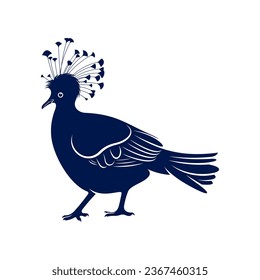 Victoria crowned pigeon design vector illustration. Victoria crowned pigeon Silhouette. Bird design template.