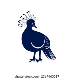 Victoria crowned pigeon design vector illustration. Victoria crowned pigeon Silhouette. Bird design template.