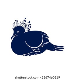 Victoria crowned pigeon design vector illustration. Victoria crowned pigeon Silhouette. Bird design template.