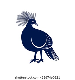 Victoria crowned pigeon design vector illustration. Victoria crowned pigeon Silhouette. Bird design template.