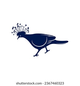 Victoria crowned pigeon design vector illustration. Victoria crowned pigeon Silhouette. Bird design template.