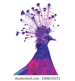 Victoria Crowned Pigeon on pop art style.vector illustration.