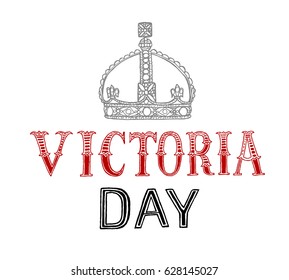 Victoria Day background with lettering and crown